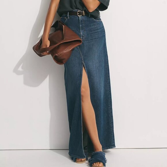 Anthropologie MOTHER The Bombshell Denim Maxi Skirt size:25